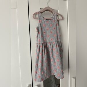 Carter's Casual Skater Dress Girls Grey Tank Dress with Pink Heart Print Small